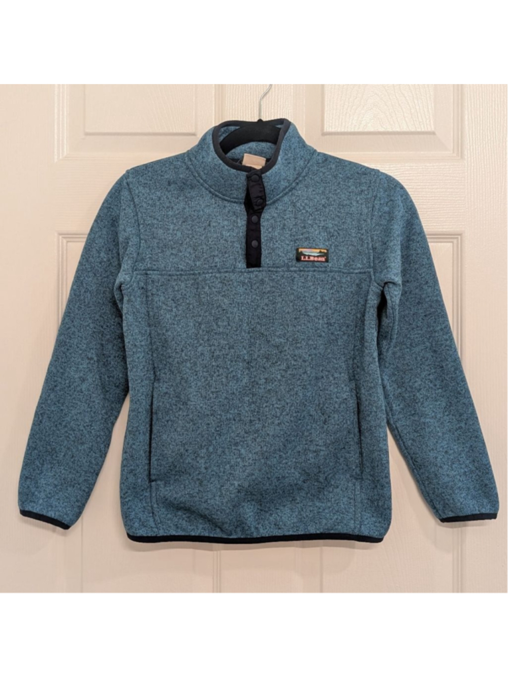 Kids' L.L.Bean Blue Fleece Quarter Snap Button Pullover Medium 10-12